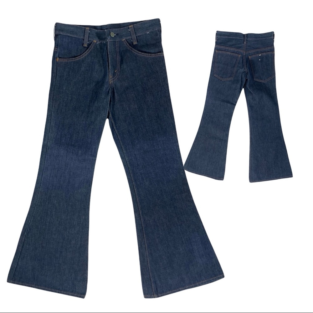 Vintage 70s JC Penney Plain Pockets Bell Bottoms Jeans Denim Flare Size 30
